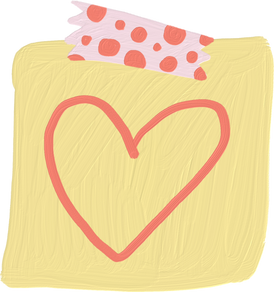 Handdrawn Painterly Cute Objects Heart Note